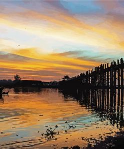 U Bein Bridge Myanmar paint by numbers