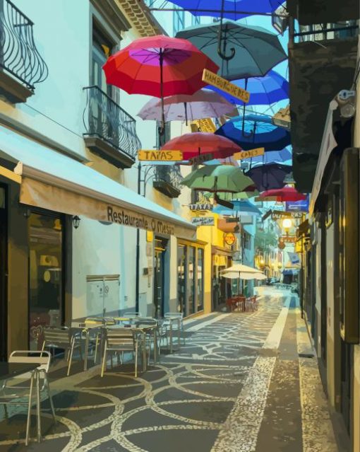 Umbrella Steet Funchal paint by numbers