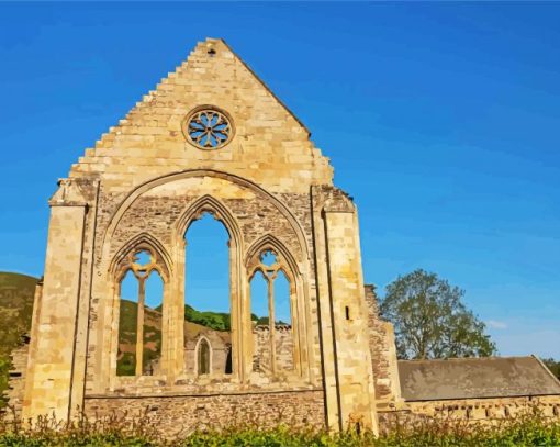 Valle Crucis Abbey Llangollen paint by numbers