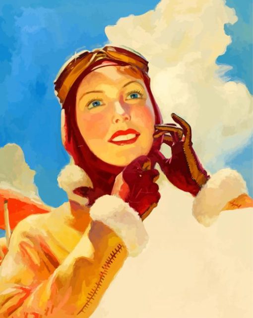 Vintage Aviator Girl paint by number