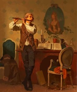 Vintage Flute Player paint by number