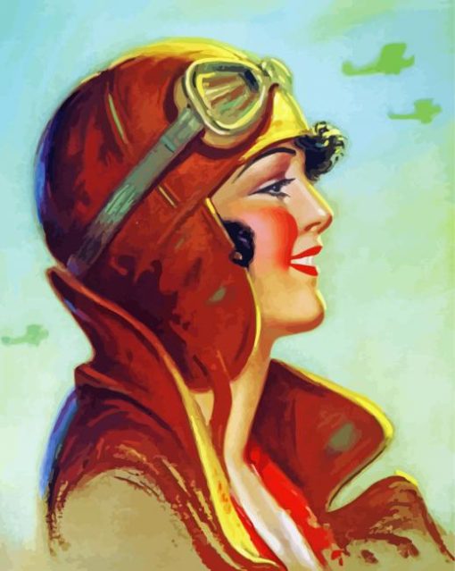 Vintage Pilot Girl paint by number