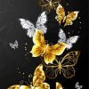 White And Gold Butterflies paint by number