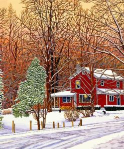 Winter Country Home paint by numbers