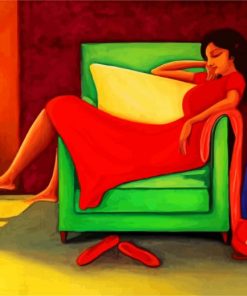 Woman Relaxing On Sofa paint by number