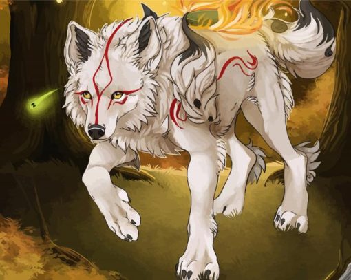 Aesthetic Okami Dog Art paint by number