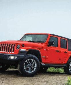 Aesthetic Red Jeep paint by number