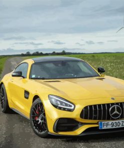 Aesthetic Yellow Mercedes Amg Gt paint by number