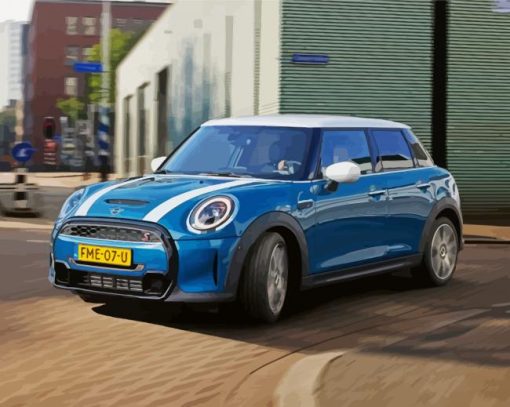 Blue Mini Cooper paint by number