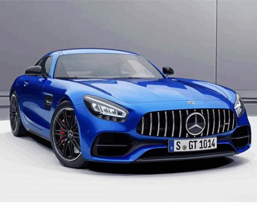 Blue Mercedes Amg Gt paint by number