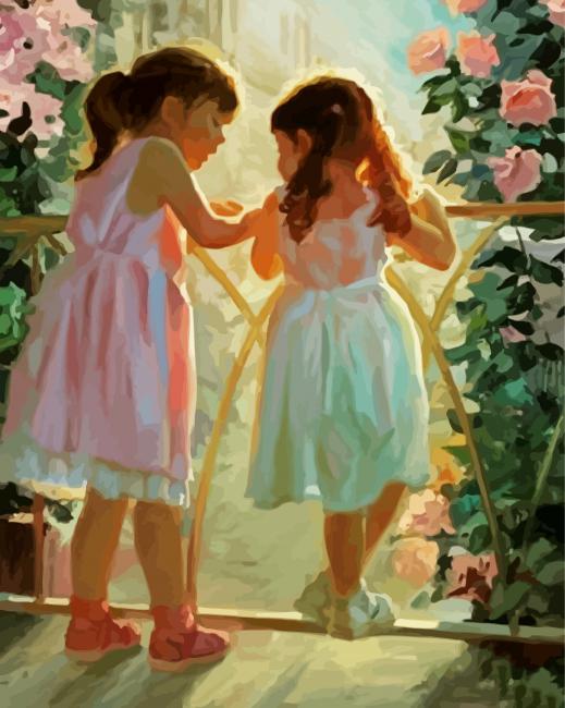Cute Baby Sisters paint by number