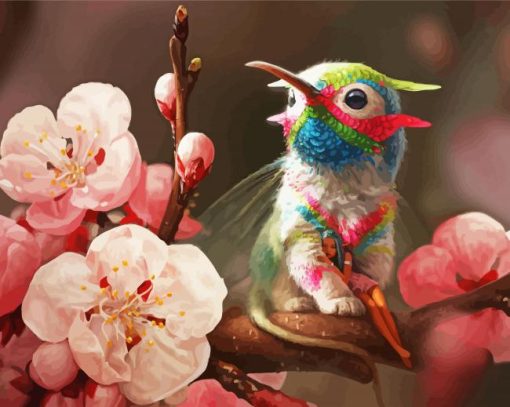 Cute Hummingbird And Flowers paint by number