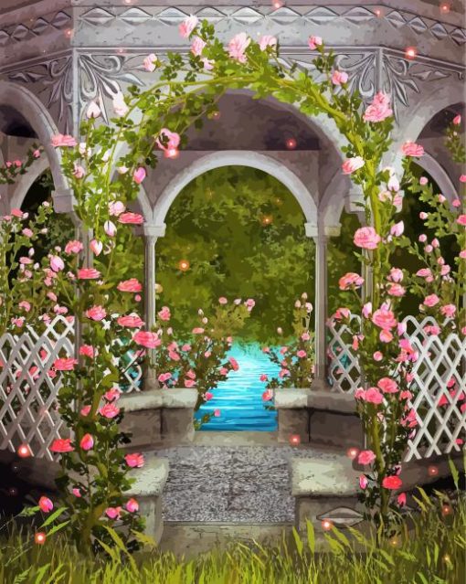 Floral Gazebo paint by number