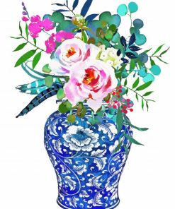 Ginger Jar With Flowers paint by number