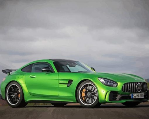 Green Mercedes Amg Gt paint by number