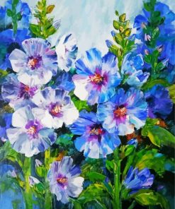 Hollyhocks Flowering Plant Art paint by number