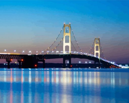 Mackinac Bridge At Night paint by number