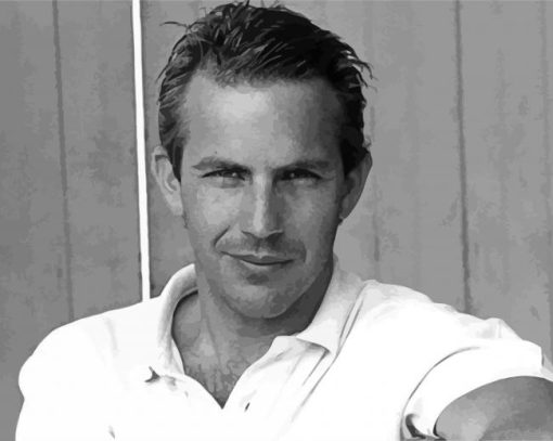 Monochrome Kevin Costner paint by number