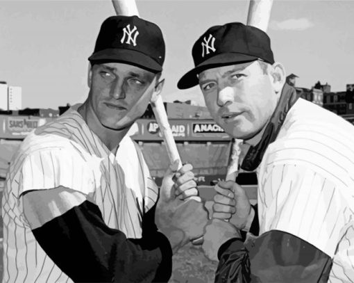 Monochrome Mickey Mantle And Roger Maris paint by number