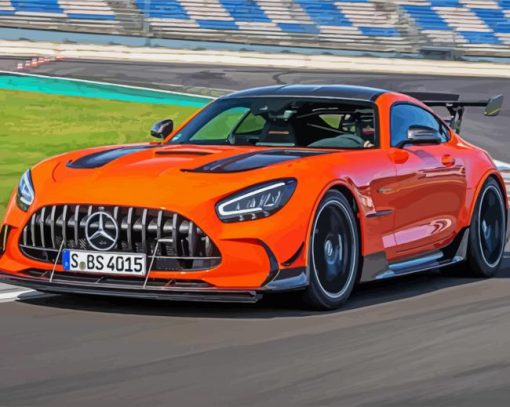 Orange Mercedes AMG GT Illustration paint by numbers