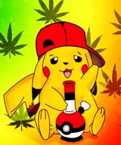 Pikachu Smoking Weed paint by number