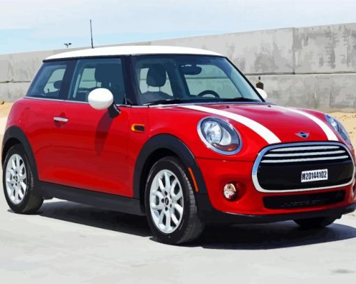 Red Mini Cooper paint by numbers