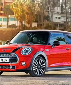 Red Mini Cooper paint by numbers