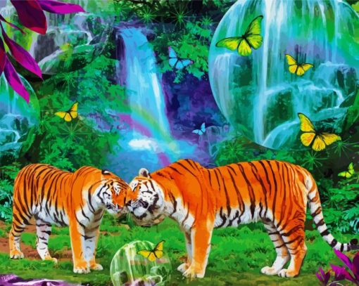 Romantic Tigers paint by numbers