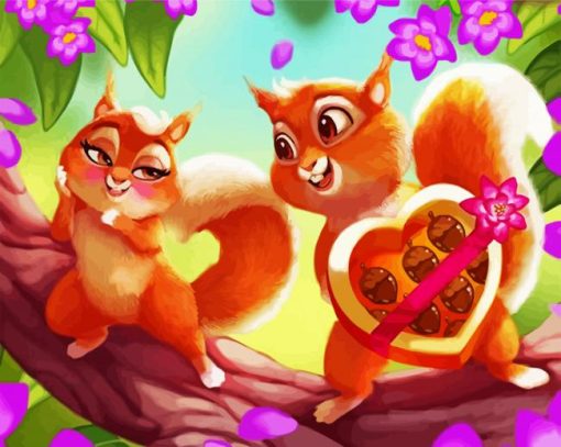 Squirrels Couple paint by number