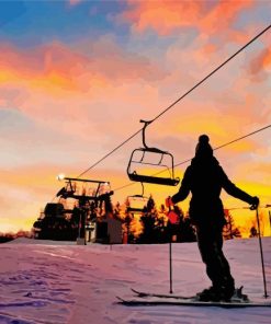 Sunset Skiing paint by numbers