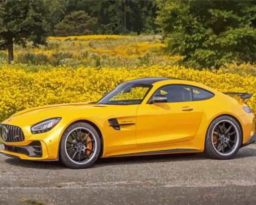 Yellow Mercedes AMG GT paint by numbers