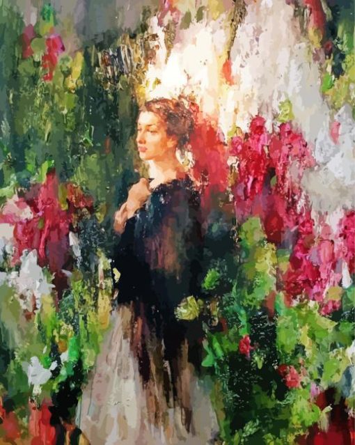 Abstract Woman With Flowers paint by number