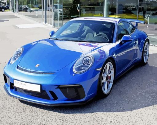 Aesthetic Blue Porsche paint by number