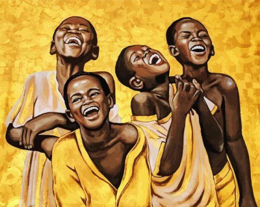 African Children Laughing paint by numbers