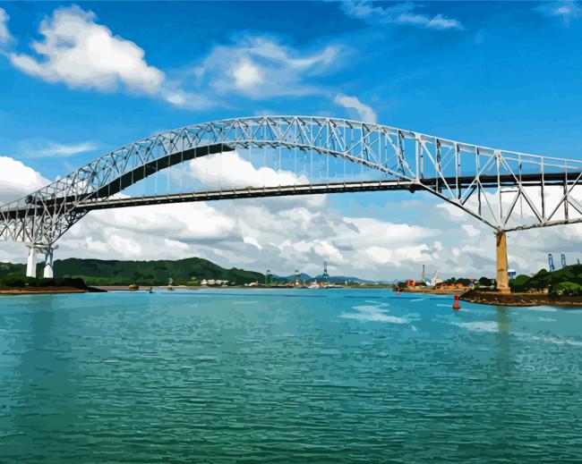 Americas Bridge Panama Lake paint by number