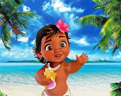 Baby Moana In Beach paint by number