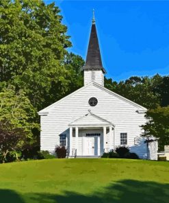 Beautfiul White Church paint by number