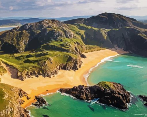 Beautiful Beach In Donegal paint by number