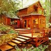 Beautiful Cabin Woods In The Forest paint by number