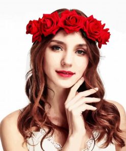 Beautiful Red Floral Woman paint by number