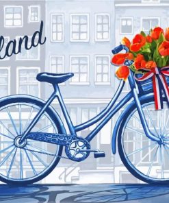 Bike With Red Tulips paint by number