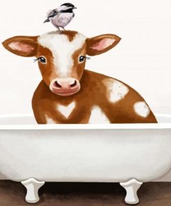 Bird On Cow In Bathtub paint by numbers