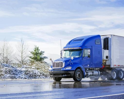 Blue Semi Truck paint by number