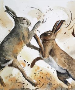 Hares Boxing Art paint by number