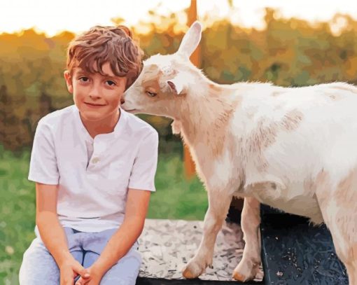 Boy With Goat paint by number