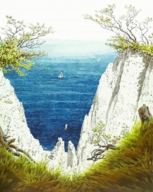 Chalk Cliffs On Rugen By Caspar David Friedrich paint by number