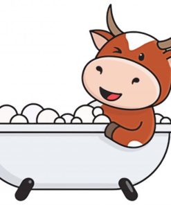 Cow In Bathtub Cartoon paint by numbers