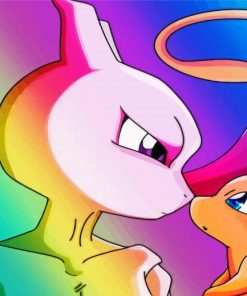 Cute Mewtwo And Mew paint by number