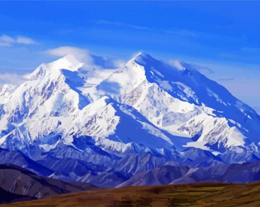 Denali Snowy Mountain Alaska paint by number