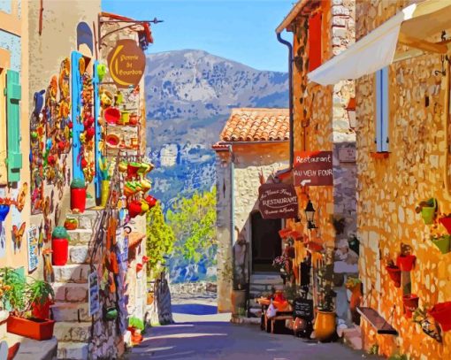 French Riviera Village paint by number